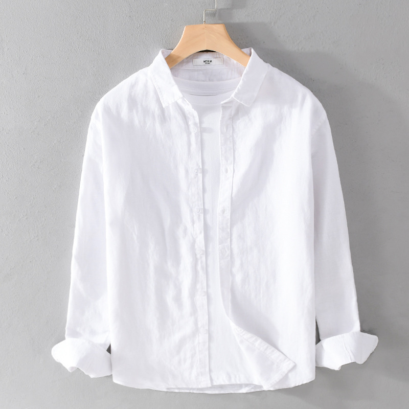 PrimeCart - Men's Cotton-Linen Long Sleeve Shirt