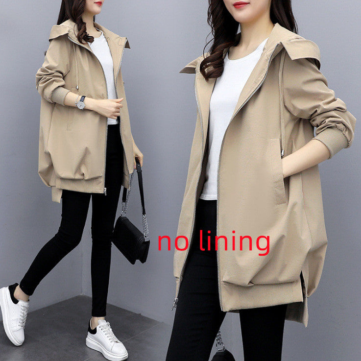 PrimeCart - Casual Hooded Mid-Length Trench Coat