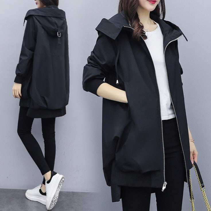 PrimeCart - Casual Hooded Mid-Length Trench Coat
