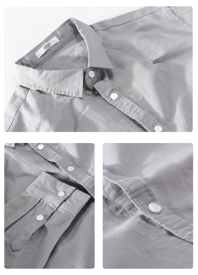 PrimeCart - Men's Cotton-Linen Long Sleeve Shirt