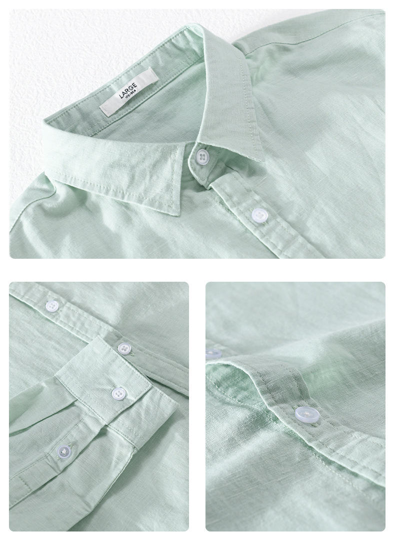 PrimeCart - Men's Cotton-Linen Long Sleeve Shirt