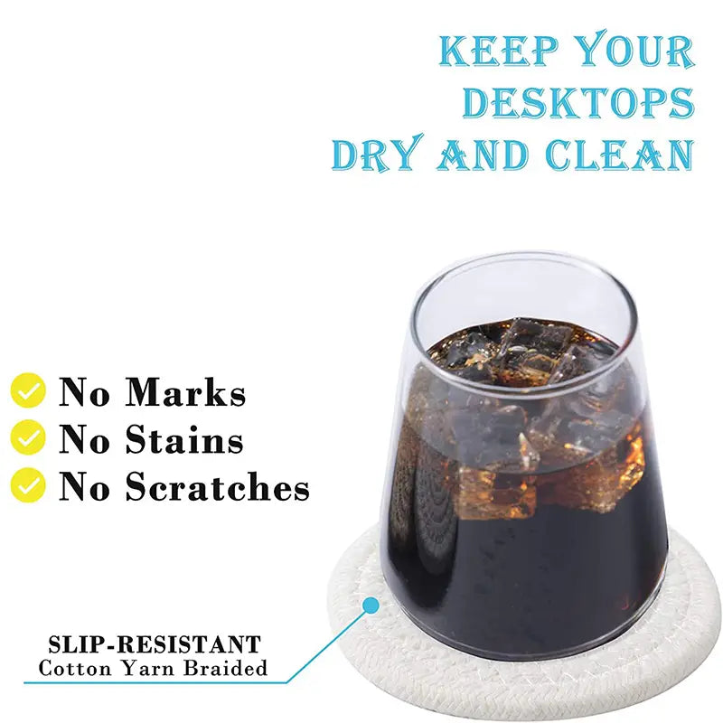PrimeCart - Handmade Braided Fabric Drink Coaster - Super Absorbent
