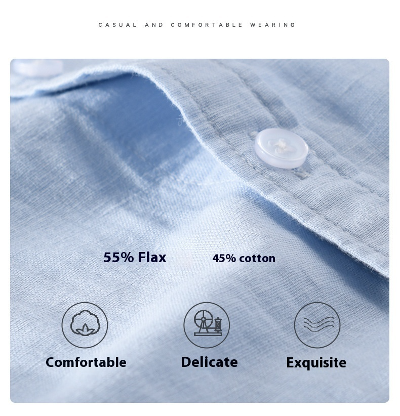 PrimeCart - Men's Cotton-Linen Long Sleeve Shirt