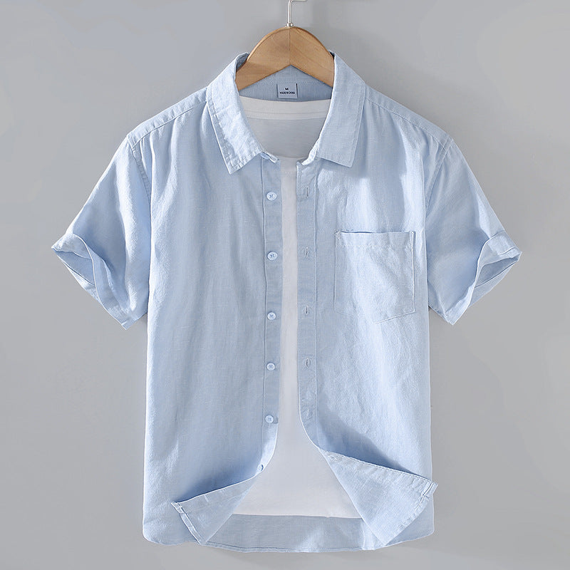 PrimeCart - Men's Summer Linen Short Sleeve Shirt - Casual Top