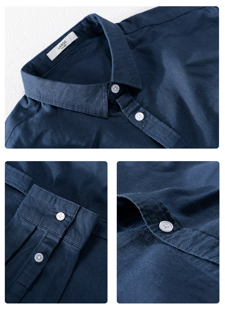 PrimeCart - Men's Cotton-Linen Long Sleeve Shirt