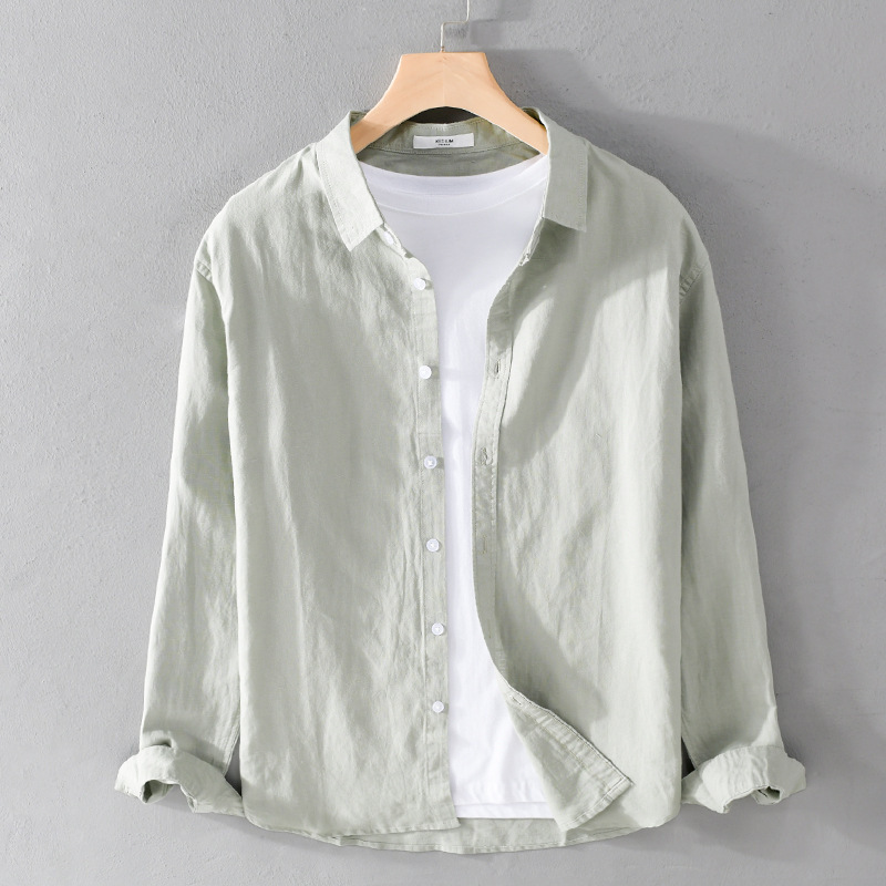 PrimeCart - Men's Cotton-Linen Long Sleeve Shirt