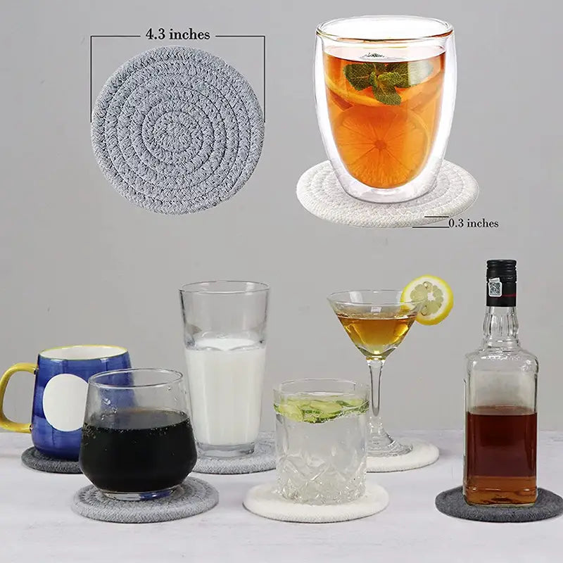 PrimeCart - Handmade Braided Fabric Drink Coaster - Super Absorbent