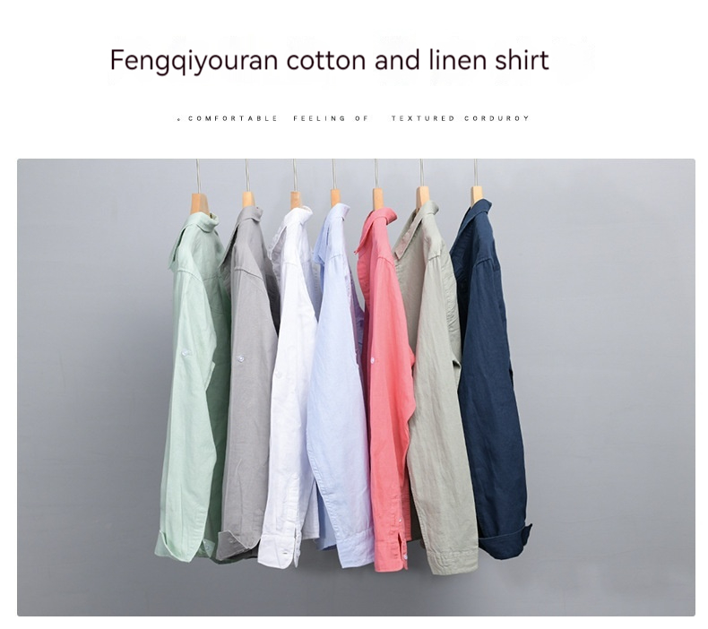 PrimeCart - Men's Cotton-Linen Long Sleeve Shirt