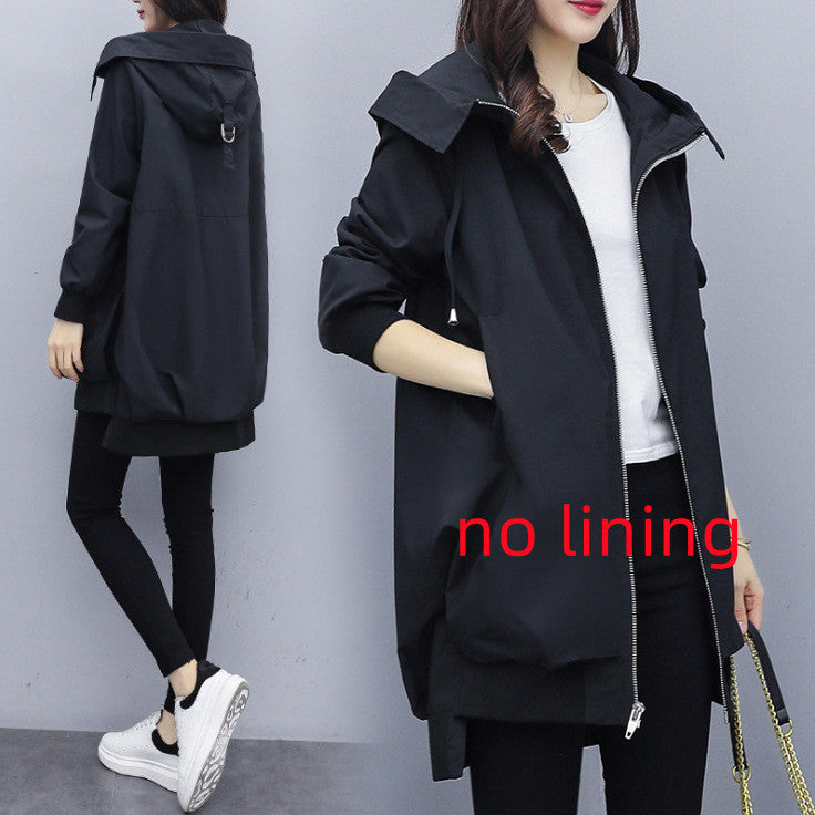 PrimeCart - Casual Hooded Mid-Length Trench Coat