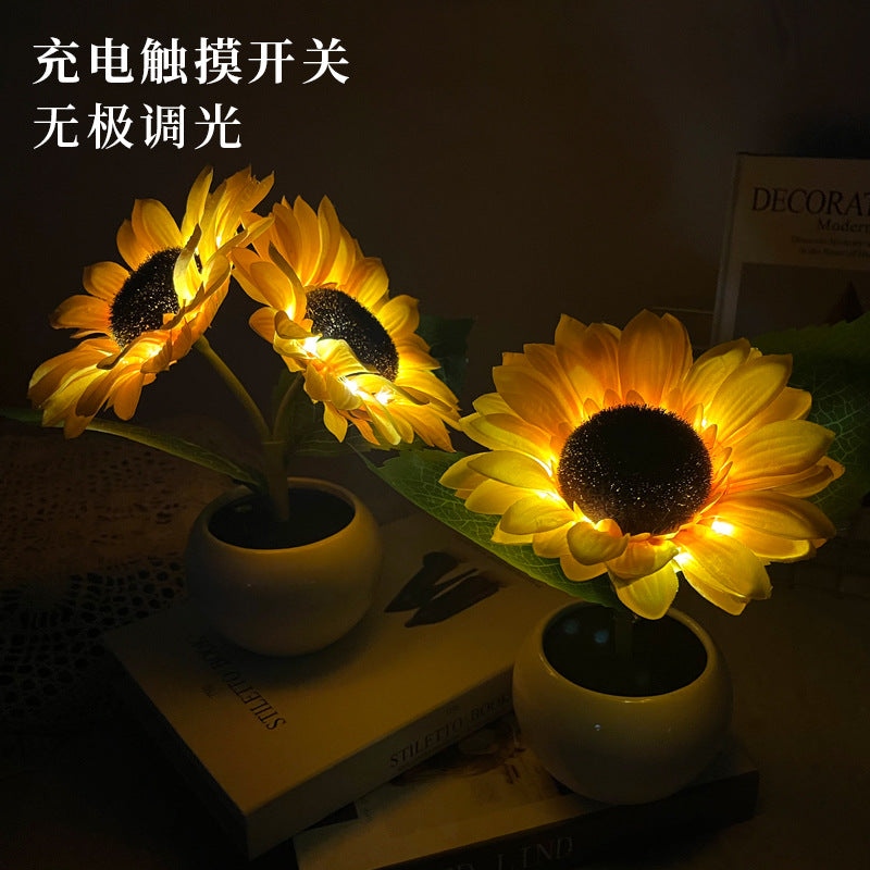 PrimeCart - Touch Rechargeable LED Sunflower Night Light Bouquet