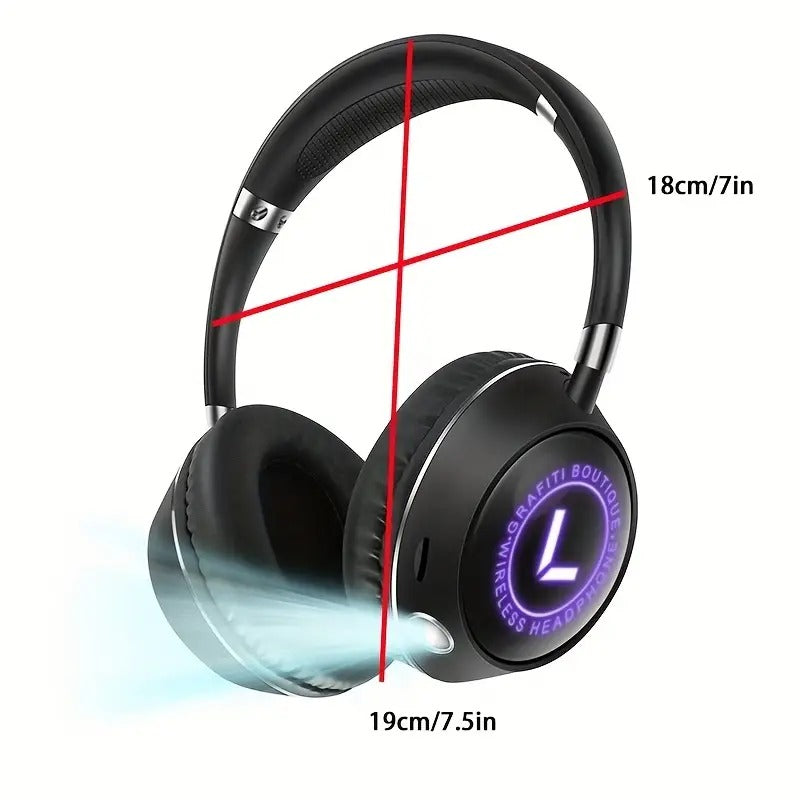 PrimeCart - Wireless Over-Ear Bluetooth Headphones with RGB Lights