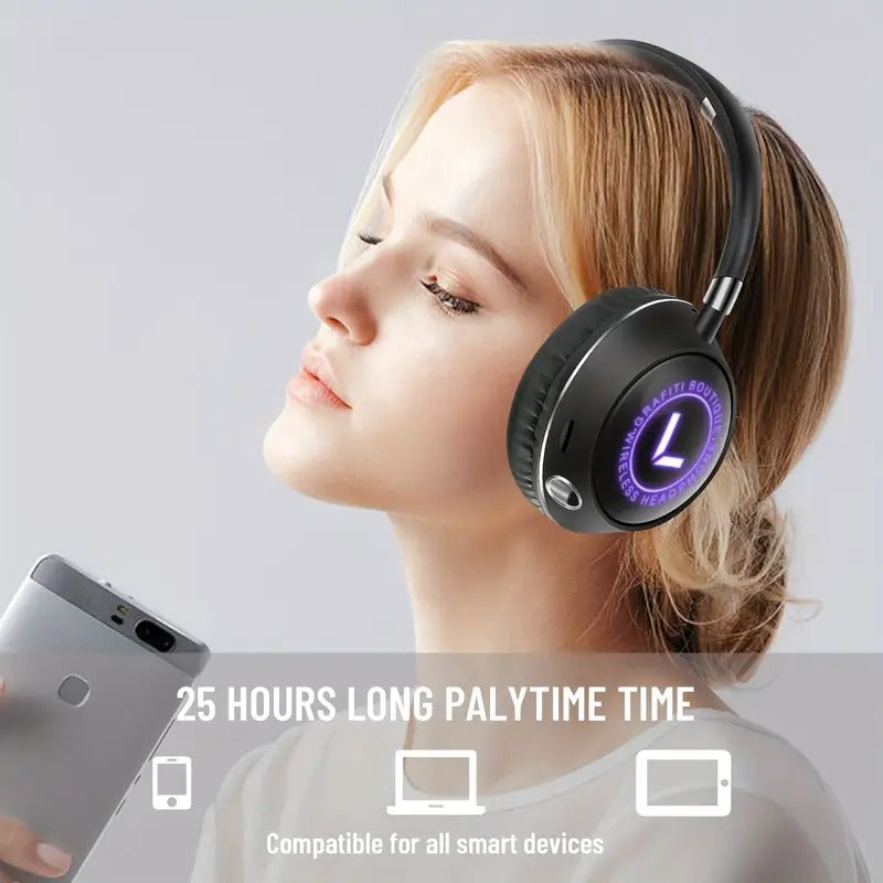 PrimeCart - Wireless Over-Ear Bluetooth Headphones with RGB Lights