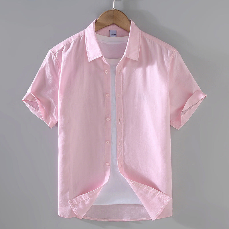 PrimeCart - Men's Summer Linen Short Sleeve Shirt - Casual Top