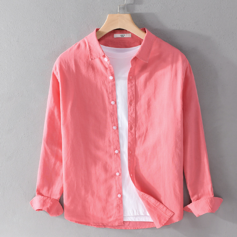 PrimeCart - Men's Cotton-Linen Long Sleeve Shirt